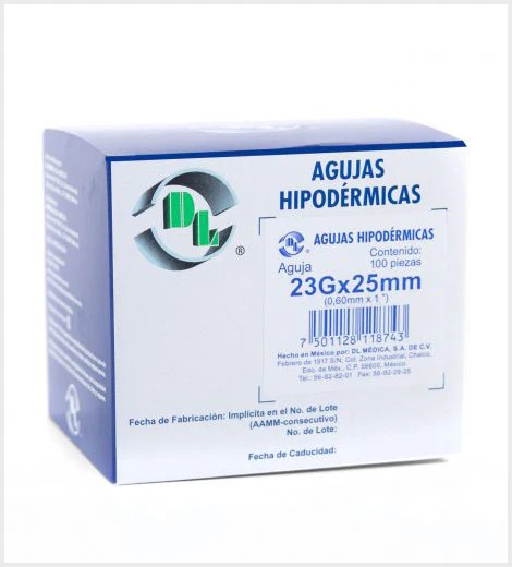 AGUJA HIPOD. DESECH. DL 23GX25MM CAJA C/100 PIEZAS