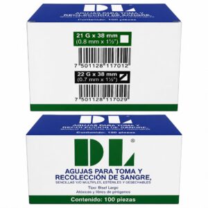 AGUJA DL TOMA Y RECOLECCION 22GX38MM CAJA C/100 PIEZAS
