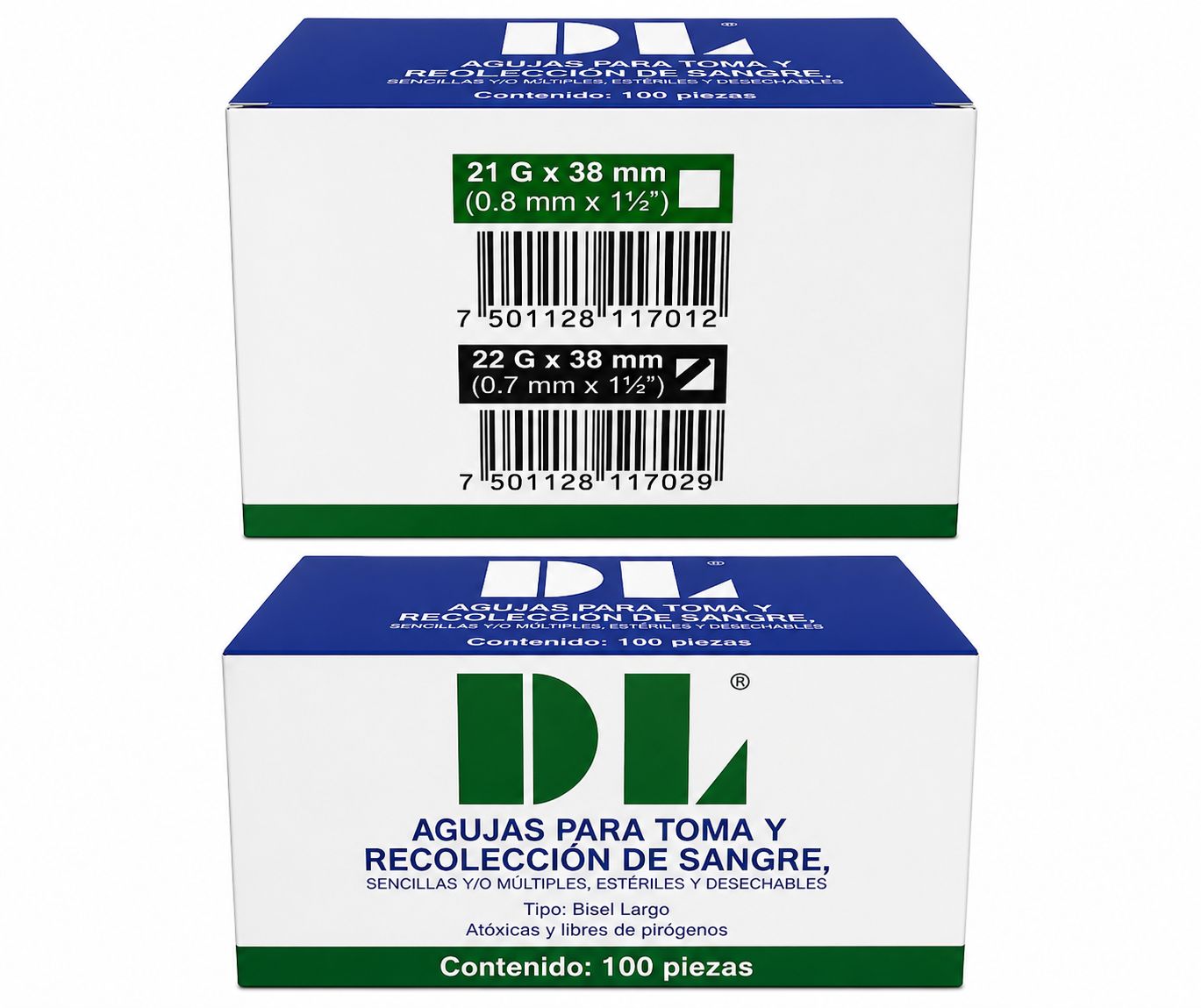 AGUJA DL TOMA Y RECOLECCION 22GX38MM CAJA C/100 PIEZAS