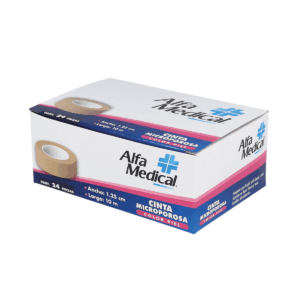 CINTA MICROPOROSA PIEL 1.25CM X 10M HOSPITALARIA CAJA C/24 PIEZAS ALFA MEDICAL