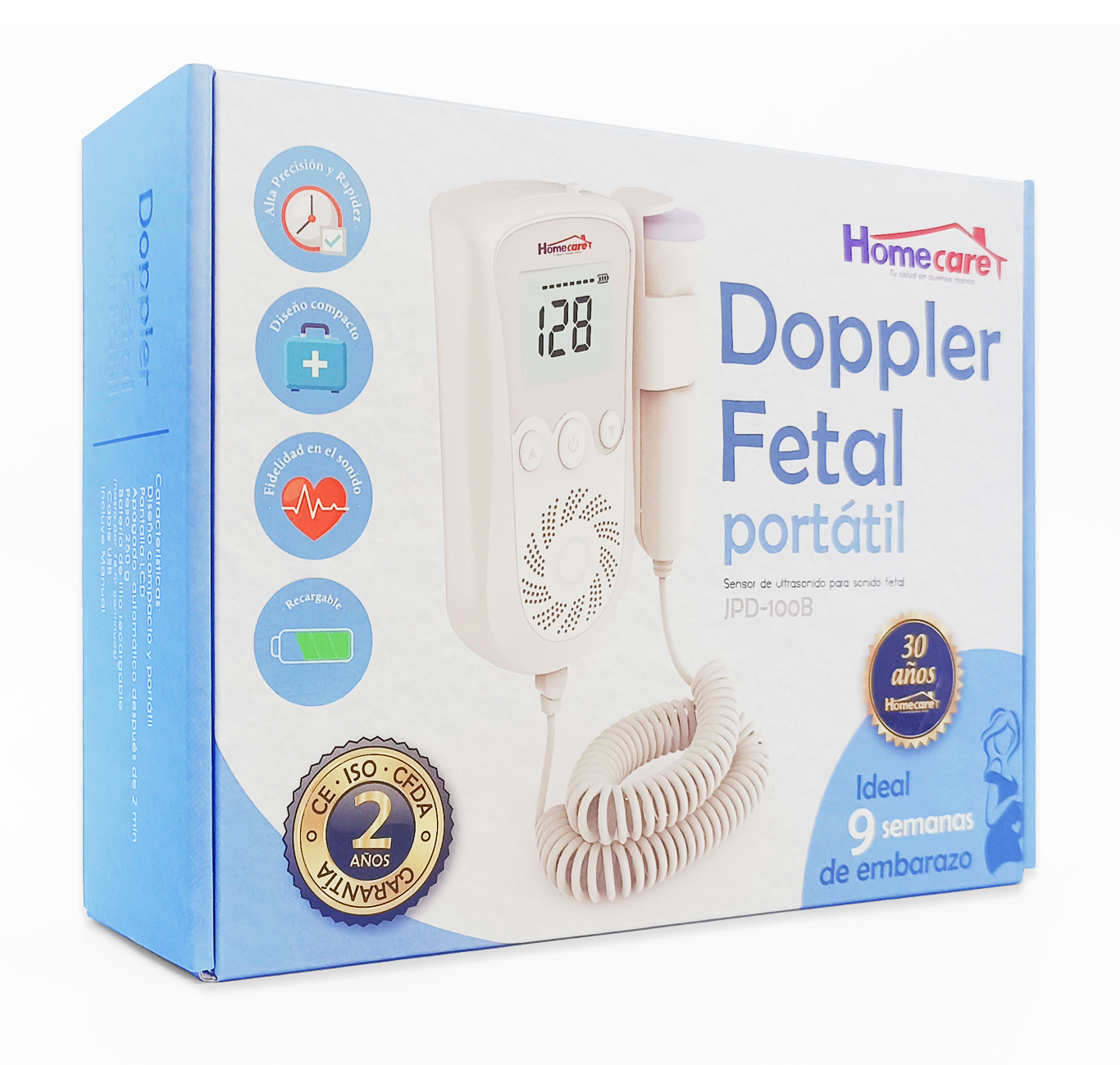 DOPPLER FETAL PORTÁTIL RECARGABLE HOMECARE MOD. JPD-100B