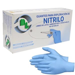 GUANTES DL DE NITRILO PARA EXAMEN TALLA MEDIANA CAJA C/100 PIEZAS