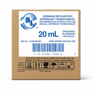 JERINGA DL DE 20 ML. SIN AGUJA CAJA C/50 PIEZAS