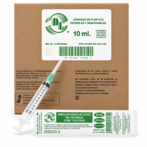 JERINGA ESTÉRIL Y DESECHABLE DE 10 ML., CON AGUJA 21GX32MM CAJA C/100 PIEZAS