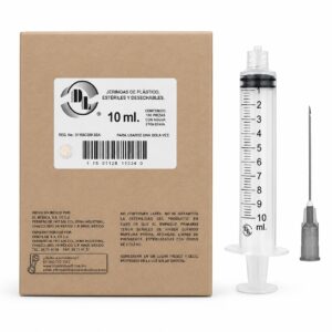 JERINGA ESTÉRIL Y DESECHABLE DE 10 ML., CON AGUJA 22GX32MM CAJA C/100 PIEZAS