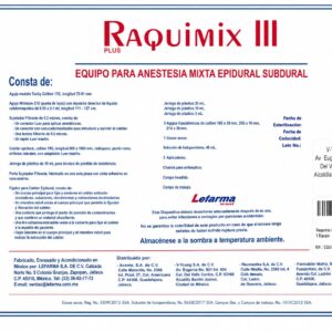 RAQUIMIX III (EQUIPO PARA ANESTESIA MIXTA EPIDURAL SUBDURAL)